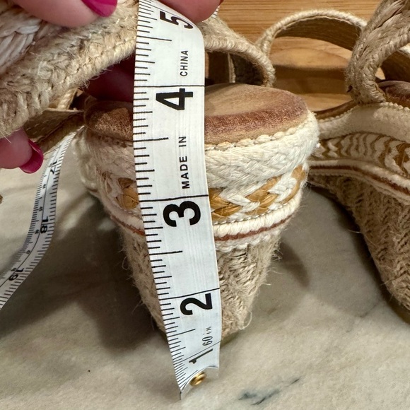Beige Woven Wedge Sandals with Cork Heel EU 38 US 7.5 conversion - Picture 4 of 16